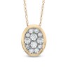 Thumbnail Image 0 of 0.33 CT. T.W. Diamond Oval Cluster Pendant in 10K Gold