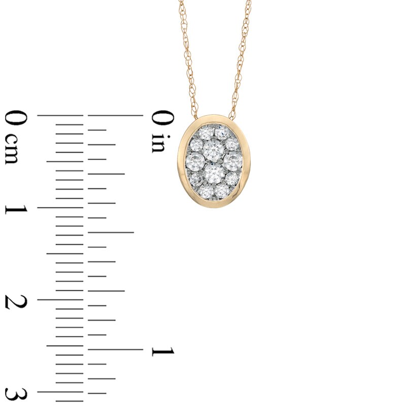 Main Image 2 of 0.33 CT. T.W. Diamond Oval Cluster Pendant in 10K Gold