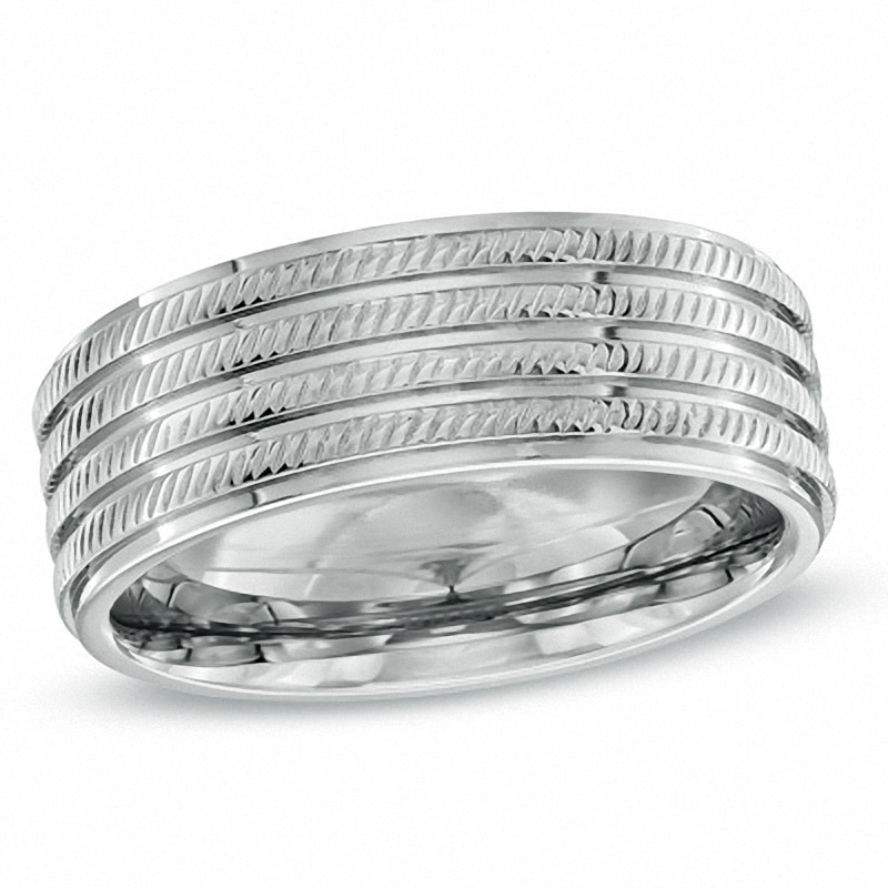 Triton Men's 8.0mm Comfort Fit Stainless Steel Wedding Band - Size 10