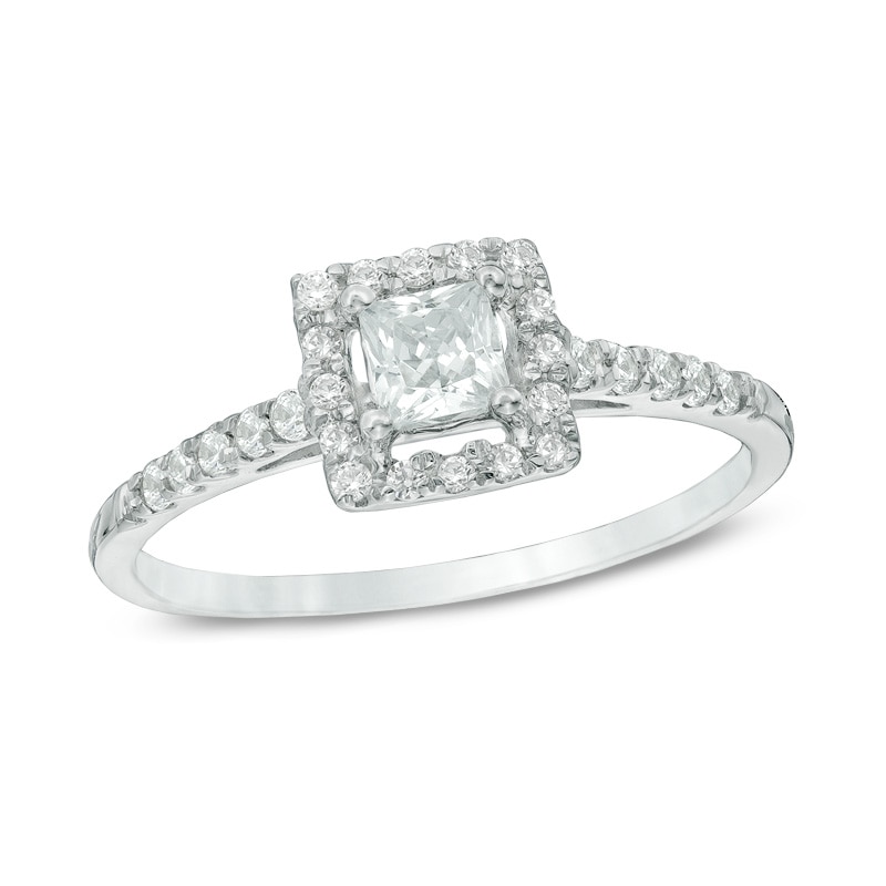 0.45 CT. T.W. Princess-Cut Diamond Frame Engagement Ring in 10K White Gold