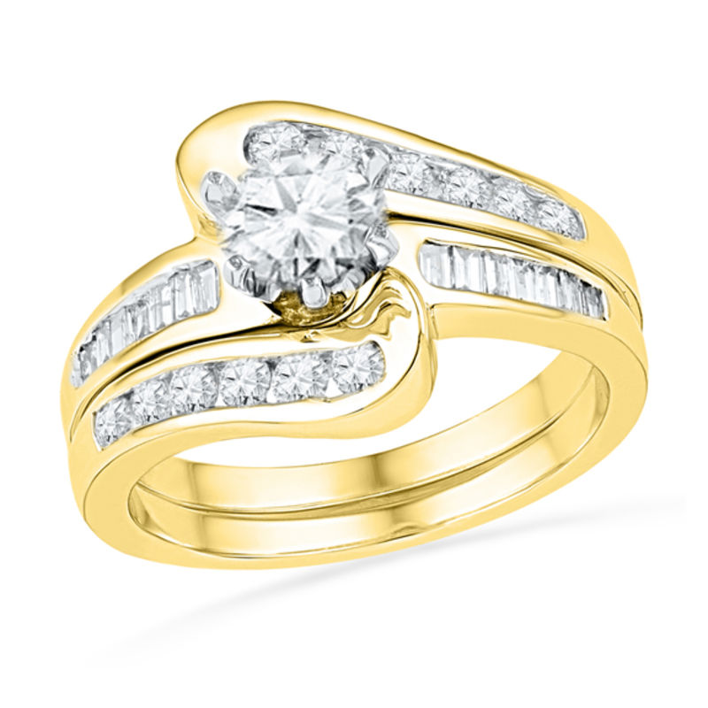 1.20 CT. T.W. Diamond Swirl Bridal Set in 10K Gold