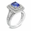 Thumbnail Image 1 of Emerald-Cut Tanzanite and 0.84 CT. T.W. Diamond Bridal Set in 14K White Gold