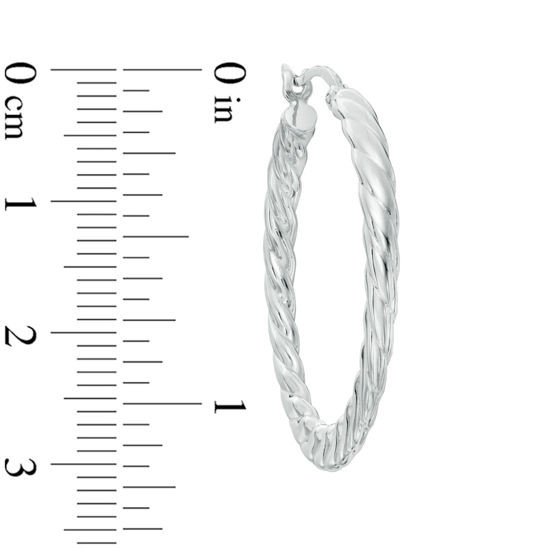 Main Image 2 of Ridged Hoop Earrings in Sterling Silver
