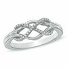 Thumbnail Image 0 of 0.10 CT. T.W. Diamond Infinity Symbol Weave Ring in Sterling Silver