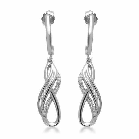 0.15 CT. T.W. Diamond Layered Infinity Drop Earrings in Sterling Silver