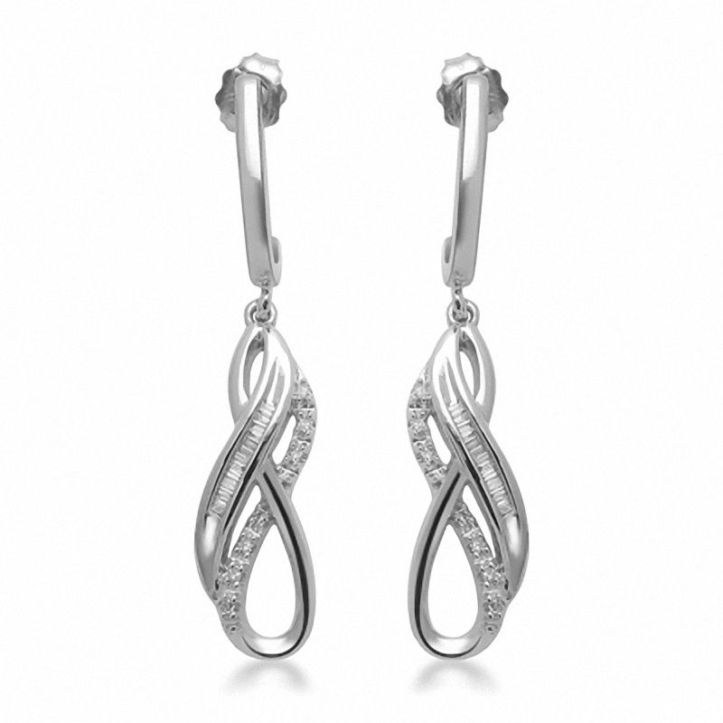 0.15 CT. T.W. Diamond Layered Infinity Drop Earrings in Sterling Silver