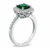 Thumbnail Image 1 of 7.0mm Cushion-Cut Green Quartz Doublet and Lab-Created White Sapphire Frame Ring in Sterling Silver