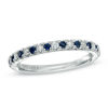 Thumbnail Image 0 of Vera Wang Love Collection 0.12 CT. T.W. Diamond and Blue Sapphire Band in 14K White Gold