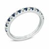 Thumbnail Image 1 of Vera Wang Love Collection 0.12 CT. T.W. Diamond and Blue Sapphire Band in 14K White Gold