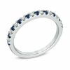 Thumbnail Image 2 of Vera Wang Love Collection 0.12 CT. T.W. Diamond and Blue Sapphire Band in 14K White Gold