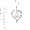 Thumbnail Image 1 of 7.5 - 8.0mm Cultured Freshwater Pearl and Lab-Created White Sapphire Heart Pendant in Sterling Silver