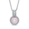 7.5-8.0mm Pink Freshwater Cultured Pearl and Lab-Created White Sapphire Pendant in Sterling Silver