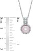 7.5-8.0mm Pink Freshwater Cultured Pearl and Lab-Created White Sapphire Pendant in Sterling Silver