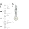 6.5-7.0mm Freshwater Cultured Pearl and Lab-Created White Sapphire Drop Earrings in 10K White Gold