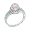 Thumbnail Image 1 of 7.5 - 8.0mm Pink Cultured Freshwater Pearl and Lab-Created White Sapphire Ring in Sterling Silver