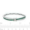 Thumbnail Image 2 of Lab-Created Emerald and White Sapphire Bangle in Sterling Silver