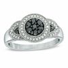 Thumbnail Image 1 of 0.33 CT. T.W. Enhanced Black and White Diamond Vintage-Style Ring in Sterling Silver