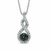 Thumbnail Image 0 of 0.10 CT. T.W. Enhanced Black and White Diamond Cluster Twist Pendant in Sterling Silver
