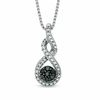 0.10 CT. T.W. Enhanced Black and White Diamond Cluster Twist Pendant in Sterling Silver