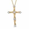 Thumbnail Image 0 of 0.12 CT. T.W. Diamond Twine Cross Pendant in 10K Gold