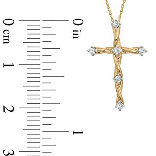 0.12 CT. T.W. Diamond Twine Cross Pendant in 10K Gold