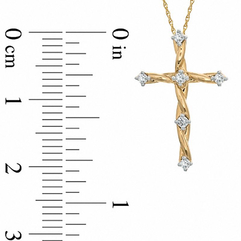 0.12 CT. T.W. Diamond Twine Cross Pendant in 10K Gold