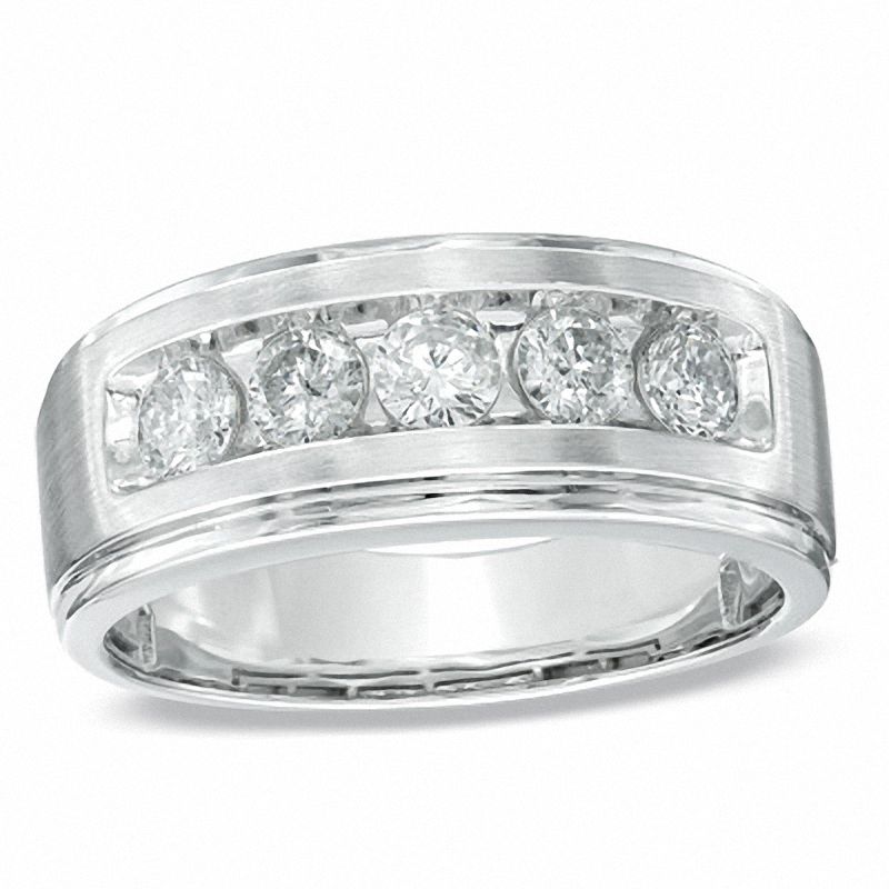 Main Image 1 of Men's 1.00 CT. T.W. Diamond Five Stone Band in 14K White Gold