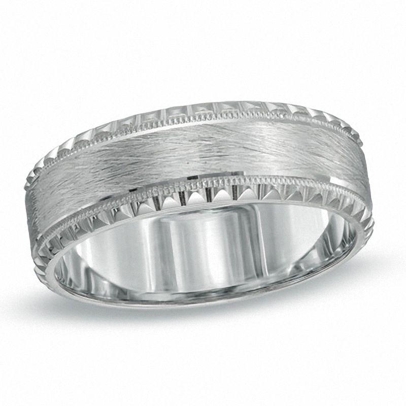 Men's 7.0mm Wedding Band in 10K White Gold - Size 10|Peoples Jewellers