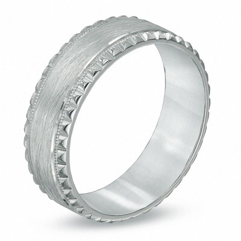 Main Image 2 of Men's 7.0mm Wedding Band in 10K White Gold - Size 10