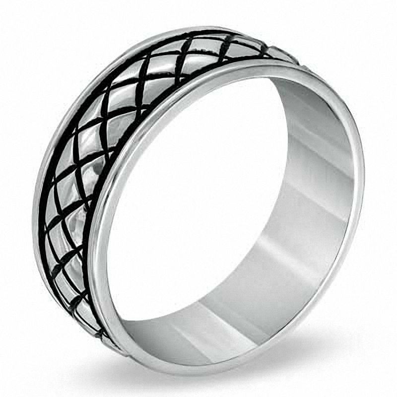 8.0mm Black PVD Lattice Stainless Steel Band - Size 10