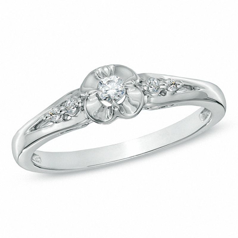 0.25 CT. T.W. Princess-Cut Diamond Cluster Promise Ring in 10K White Gold