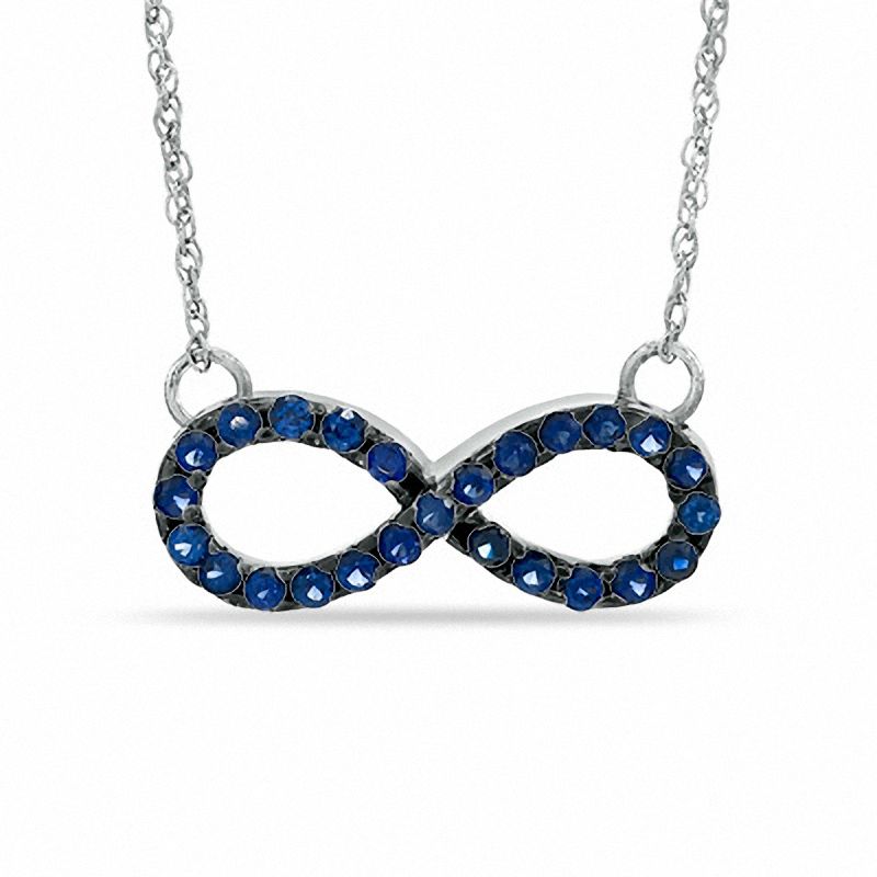 Lab-Created Blue Sapphire Infinity Necklace in Sterling Silver|Peoples Jewellers