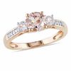 6.0mm Morganite, Lab-Created White Sapphire and Diamond Accent Ring in 10K Rose Gold