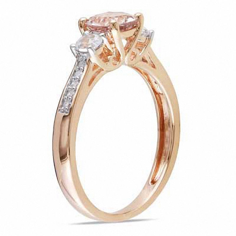 6.0mm Morganite, Lab-Created White Sapphire and Diamond Accent Ring in 10K Rose Gold