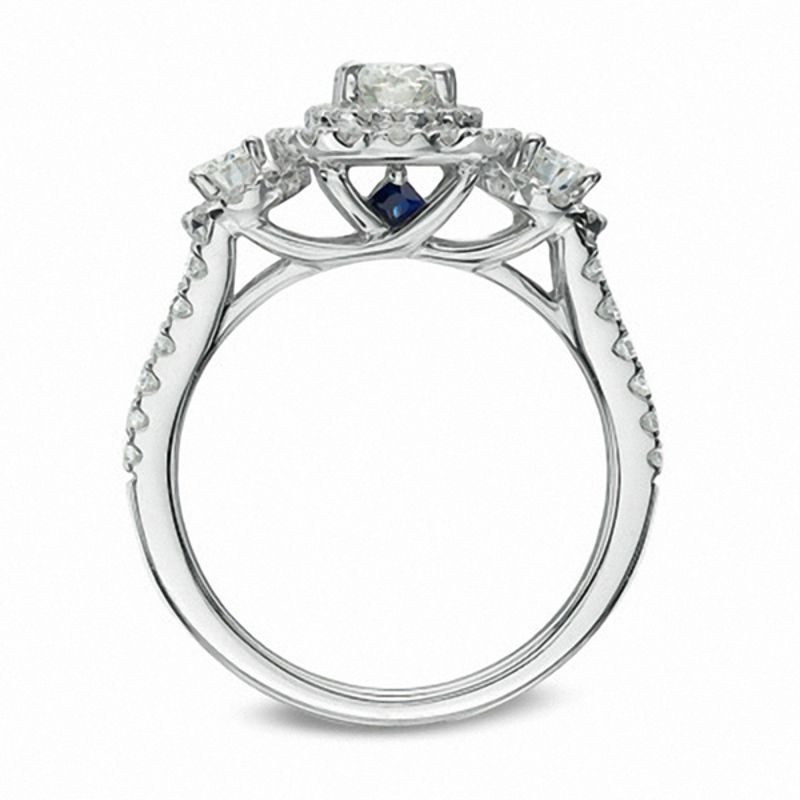 Vera Wang Love Collection 1.45 CT. T.W. Oval Diamond Three Stone Engagement Ring 14K White Gold