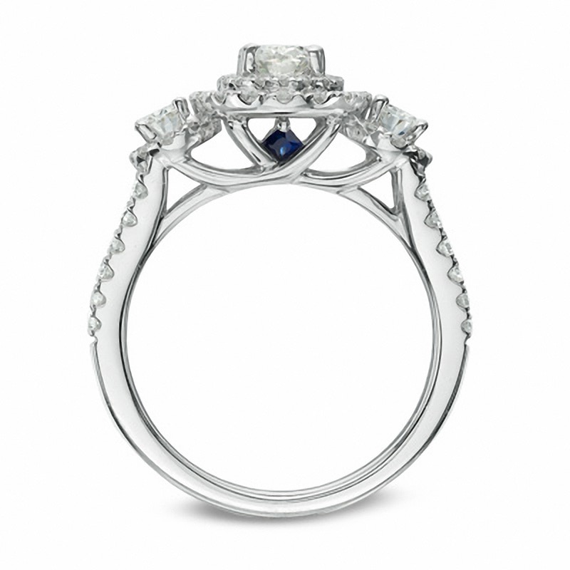 Main Image 3 of Vera Wang Love Collection 1.45 CT. T.W. Oval Diamond Three Stone Engagement Ring in 14K White Gold