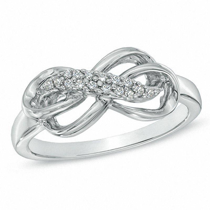 Main Image 1 of 0.10 CT. T.W. Diamond Double Infinity Ring in Sterling Silver
