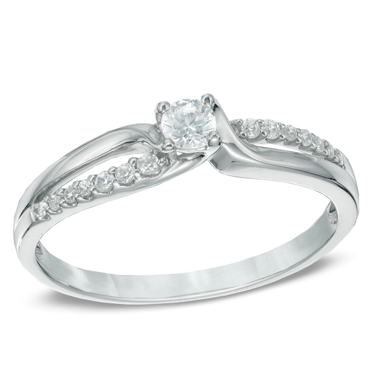 Diamond Accent Three Stone Promise Ring in Sterling Silver