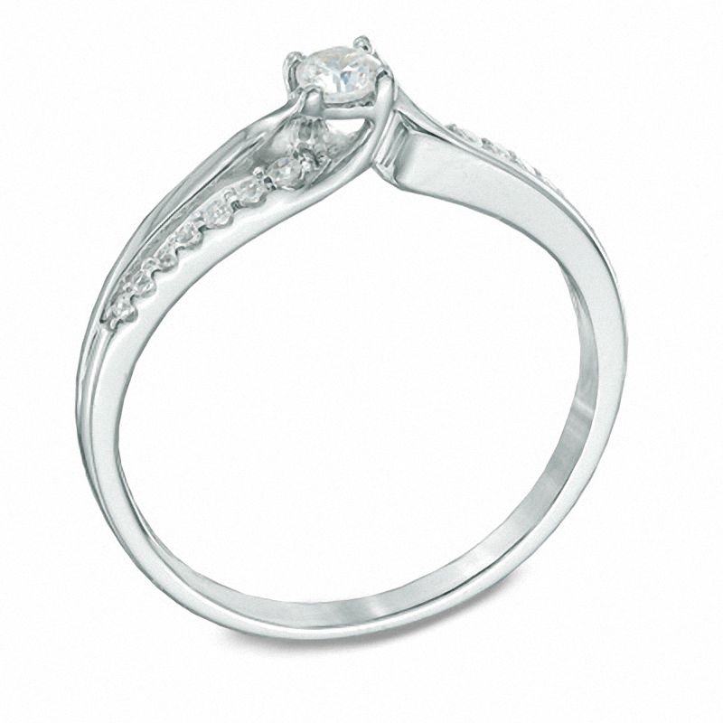 Diamond Accent Three Stone Promise Ring Sterling Silver
