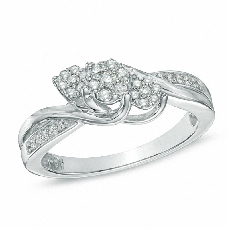 Diamond Accent Split Shank Promise Ring in Sterling Silver