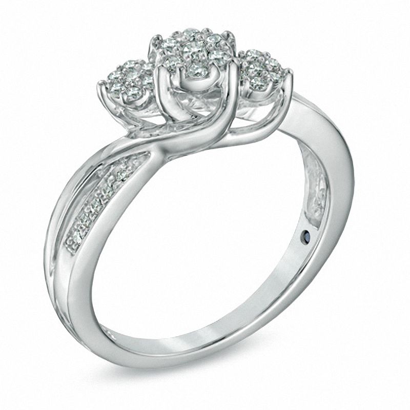 Main Image 2 of Diamond Accent Split Shank Promise Ring in Sterling Silver