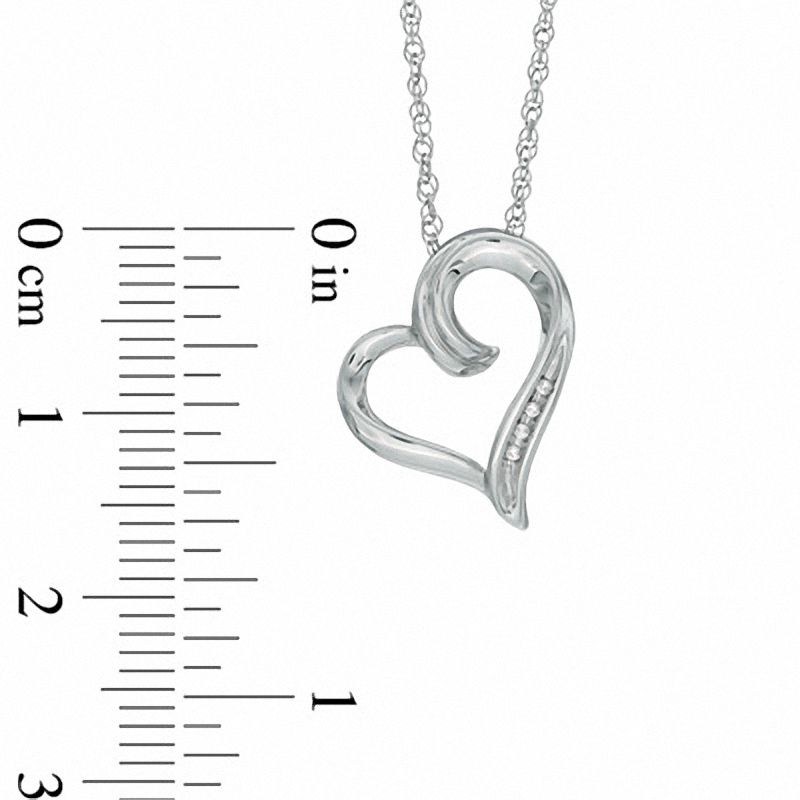 Diamond Accent Tilted Heart Pendant in 10K White Gold