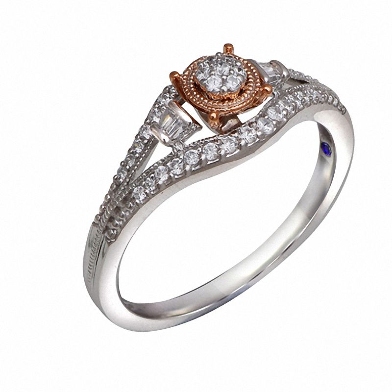 Enhanced Blue and White Diamond Accent Heart Promise Ring in Sterling Silver