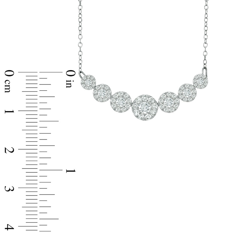Main Image 2 of 1.00 CT. T.W. Diamond Seven Stone Frame Necklace in 10K White Gold