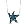 TEENYTINY™ Enhanced Blue Diamond Accent Starfish Necklace in Sterling Silver - 17"