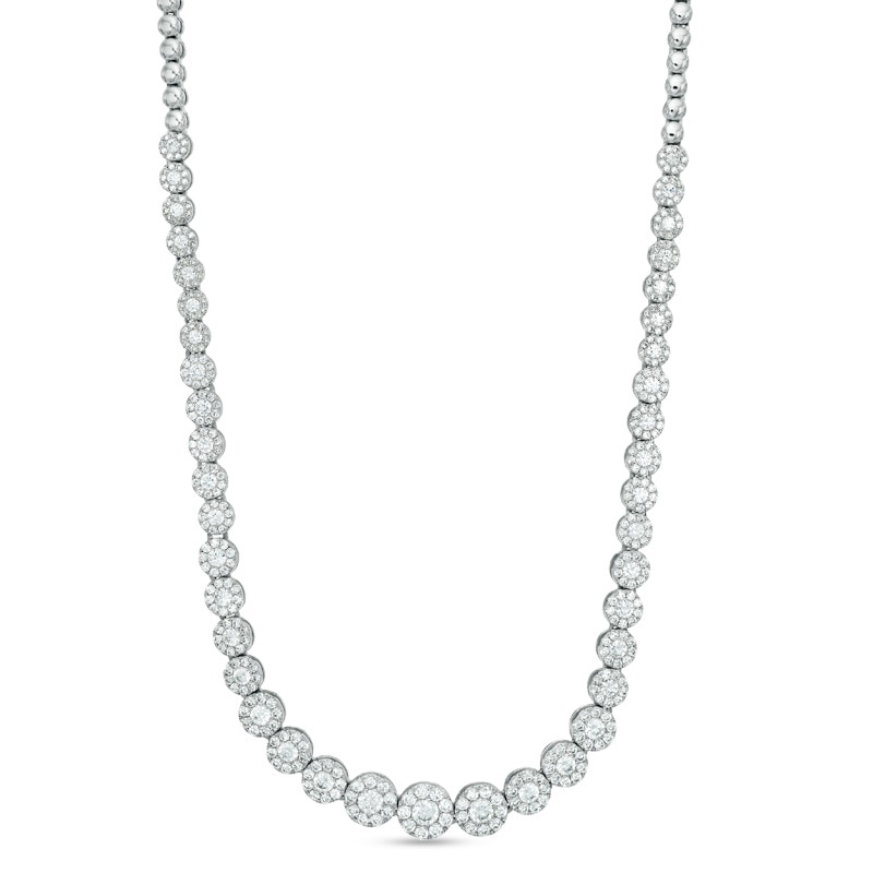 Main Image 1 of 4.00 CT. T.W. Composite Diamond Cluster Necklace in 10K White Gold