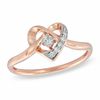 0.10 CT. T.W. Diamond Heart-Shaped Knot Ring in 10K Rose Gold