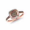 Thumbnail Image 0 of 0.23 CT. T.W. Champagne and White Multi-Diamond Square Frame Ring in 10K Rose Gold