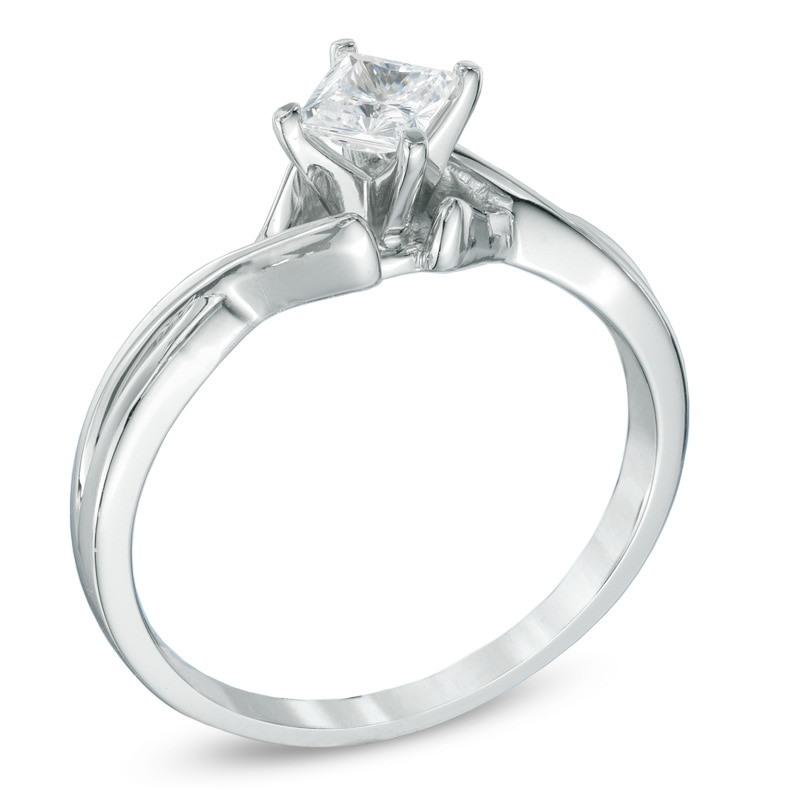 0.40 CT. Certified Canadian Princess-Cut Diamond Solitaire Ring in 14K White Gold (I/I1)