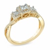 0.70 CT. T.W. Princess-Cut Diamond Three Stone Past Present Future Engagement Ring in 14K Gold